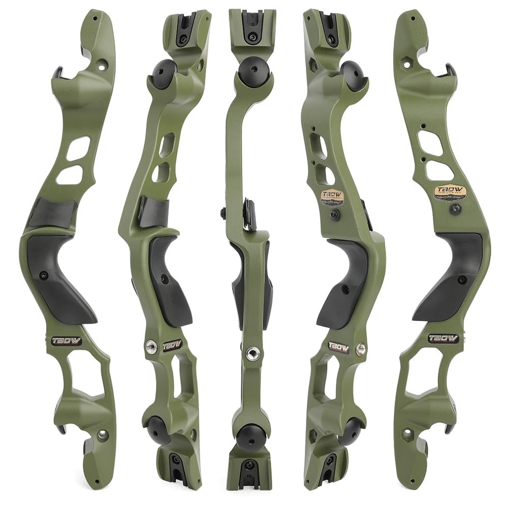 19" ILF Recurve Bow Riser CNC Aluminum Recurve Bow Riser Targeting Takedown Recurve Bow Riser Right Handed for Archery Competition Shooting (Green)