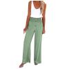 Linen Pants Women Summer Striped Womens Casual Linen Pants Straight Leg Drawstring Elastic High Waist Loose Comfy Trousers with Pockets Khaki X-Large view 1