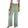 Linen Pants Women Summer Striped Womens Casual Linen Pants Straight Leg Drawstring Elastic High Waist Loose Comfy Trousers with Pockets Khaki X-Large view 2