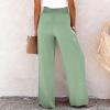 Linen Pants Women Summer Striped Womens Casual Linen Pants Straight Leg Drawstring Elastic High Waist Loose Comfy Trousers with Pockets Khaki X-Large view 3