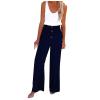 Generic Linen Pants Women Summer Striped Women's Cotton Linen Loose Fit Palazzo Pants Casual High Waist Stretchy Wide-Leg Trousers with Pockets Today 2024 Today 2024 Clearance Top Deal Khaki X-Large view 1