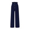 Generic Linen Pants Women Summer Striped Women's Cotton Linen Loose Fit Palazzo Pants Casual High Waist Stretchy Wide-Leg Trousers with Pockets Today 2024 Today 2024 Clearance Top Deal Khaki X-Large view 3