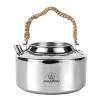 awakentti Camping Cookware, 1.2L Teapot, Camping Cookware, Coffee Pot, Camping Coffee Makers, 304 Stainless Lightweight Coffee Pot With Braided Rope Cover Handle For Home Use