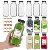 Alotpower 12 oz Glass Juice Bottles with Lids 12Pack, 360ml Square Reusable Drinking Bottles for Juicing, Water, Kombucha Juices, Milk, Beverages and More (12fl.oz, Set of 12) view 1