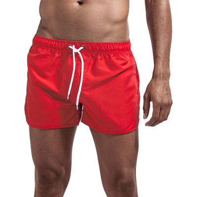 Men's Swim Trunks Beach Shorts Casual Loose Swimwear Shorts Elastic Waist Drawstring Bathing Pant (Medium,Red)