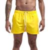 DGHM-JLMY Men's 3" Solid Color Beach Shorts Elastic Waist Drawstring Workout Shorts Casual Swim Trunks with Pockets (Yellow,X-Large) view 1