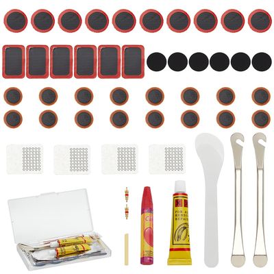 WEBEEDY 55 PCS Bike Tire Patch Repair Kit with Portable Storage Box 3 Different Sizes of Vulcanizing Patches Glueless Patchs for Motorcycle BMX Cycling MTB Road Mountain Bicycle Travel