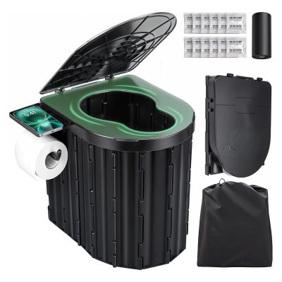 Sckee Camping Toilet, Portable Toilet for Adults, Portable Travel Folding Toilet with Lid and Paper Holder, Compact Potty for Car, Camp Toilet Portable Toilet for Camping, Hiking,Truck, RV, Beach
