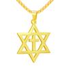 HOMLIFPER Cross Star of David Necklace Pendant for Men Women,Christian Jewish Messianic Star of David Stainless steel Pendant Christ Cross Religious Jewelry for Teens & Adults (Golden) view 1