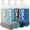 BILITOK Superfiber Ice Towel Neck, Soft Breathable Cold Towel Cooling, Yoga, Sports, Golf, Gym, Camping, Running, Fitness, Exercise and More Activities, 4 Packs (Gray/Blue/Dark Blue/Black) view 1