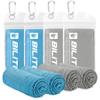 BILITOK Superfiber Ice Towel Neck, Soft Breathable Cold Towel Cooling, Yoga, Sports, Golf, Gym, Camping, Running, Fitness, Exercise and More Activities, 4 Packs (Blue/Gray) view 1