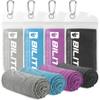 BILITOK Superfiber Ice Towel Neck, Soft Breathable Cold Towel Cooling, Yoga, Sports, Golf, Gym, Camping, Running, Fitness, Exercise and More Activities, 4 Packs (Blue/Gray/Black/Purple) view 1