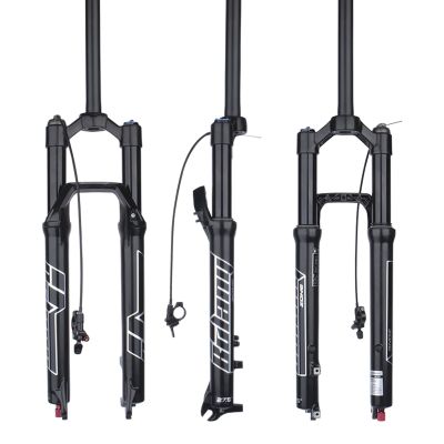 BOLANY 27.5/29inch MTB Air Fork 140mm Travel Bike Suspension Fork 34mm Stanchions Bike Front Fork with Damping Rebound Adjustment 28.6mm Threadless Steerer