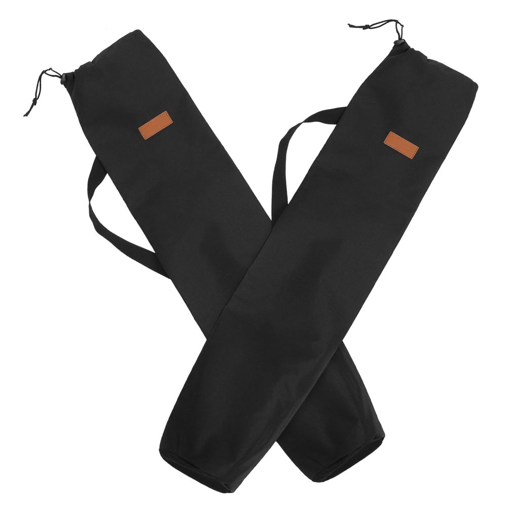 SUPVOX 2pcs Tent Pole Storage Bag Wear-Resistant Camping Bag for Fishing Rods and Outdoor Gear Durable Convenient Drawstring Design Black