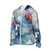 Dwrepo UPF50+ Colorful Carp Fish in The Pond Watercolor Sun Protection Hoodie Jacket Quick Dry Long Sleeve Sun Shirt for Men Women, Large, Black view 2