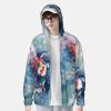 Dwrepo UPF50+ Colorful Carp Fish in The Pond Watercolor Sun Protection Hoodie Jacket Quick Dry Long Sleeve Sun Shirt for Men Women, Large, Black view 3
