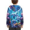 WELLFLYHOM Kids Dolphin Hoodie for Girls 8-10T Cute Blue Sweatshirt Long Sleeve Shirt for Teen Boys Graphic Pullover Hoodie Workout Casual Sweater Shirts Fall Outfits Activewear view 4