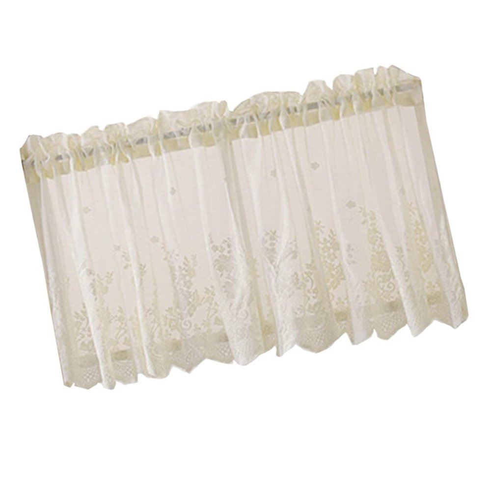 Cabilock Short Lace Curtains for Window Half Curtain Sheer Drapes Kitchen Decorative Shade Sun Proof 137x61cm