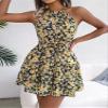 Lymzpwg Women's Sleeveless Halter Dress Casual Ruffled Swing Floral Dress Vacation Dress (Color : Yellow, Size : Large) view 2