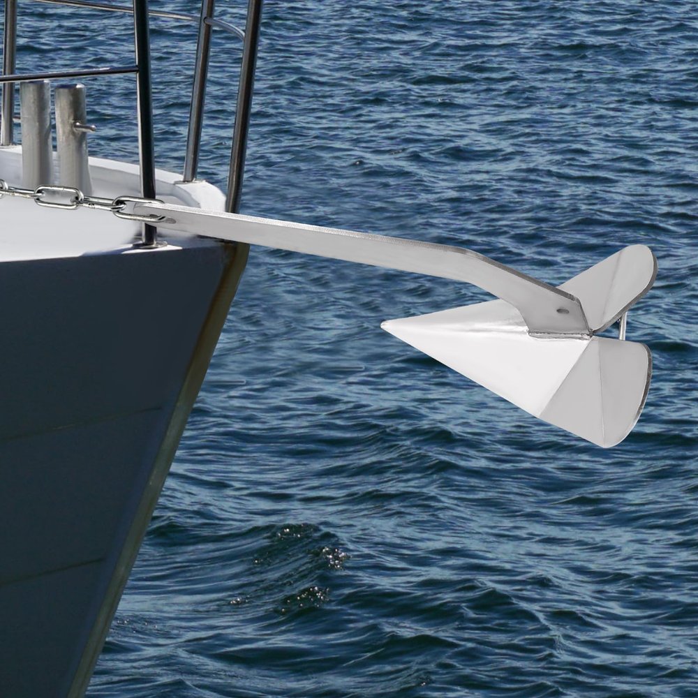 LOHISHILO Boat Anchor Kit 35 lb Small Yacht Boat Anchor, Marine Stainless Steel 316 Wing Style Anchor 31.1 * 14.4.14.6in for Sand, Pebbles, Rocks, Grass, Seaweed, Coral Bottoms