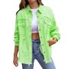 Jean Jacket Women, Womens Oversized Vintage Distressed Frayed Hem Denim Jacket Long Sleeve Button Up Boyfriends Denim Jean Jacket Biker Coat view 1
