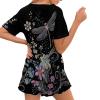 Renewold Dragonfly Flower Print Womens Pajama Sets Short Sleeve Pajamas Set 2PCS Pjs Set for Women Soft Comfortable Sleepwear Loungewear Clothing for Night Party Yoga Beach Size L view 2