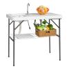 Fish Cleaning Table,Portable Folding Camping Table, Outdoor Fish Cleaning Station 101x65.5x92cm HDPE,Portable Outdoor Camping Table Station for Dock Beach Patio Picnic 39.76" L x 25.78" W x 36.2" H view 1