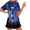 Renewold Wolf Forest Print Women's Pajama Sets Pjs Set Women Lounge Sleepwear Night Suit Clothing Short Sleeves Top Shorts for Spring Summer Fall Winter Size XL view 2