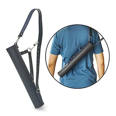 LC's Archery Back Arrow Quiver -Genuine Leather Arrow Quiver-Traditional Handmade Quiver for Arrows for Hunting & Target Practicing-Adjustable Lightweight & Comfortable (Cow Leather, Black Leather)