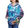WELLFLYHOM Kids Dolphin Hoodie for Girls 14T-16T Cute Blue Sweatshirt Long Sleeve Shirt for Teen Boys Graphic Pullover Hoodie Workout Casual Sweater Shirts Fall Outfits Activewear view 2