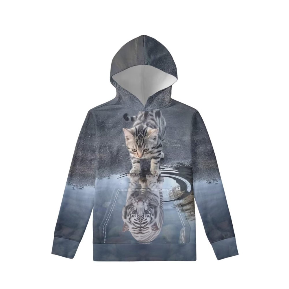 WELLFLYHOM Cat Tiger Hoodies for Kids Boys Size 6 7 Fashion Graphic Sweatshirt Long Sleeve Hoodie Teen Girls Pullover Hooded Sweater Shirt Fall Outfits Workout Sportswear Jumpers