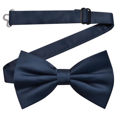 Branduce Navy Bow Tie for Men Pre-tied Adjustable Silk Blend Bowties for Wedding Party (BB05-38)