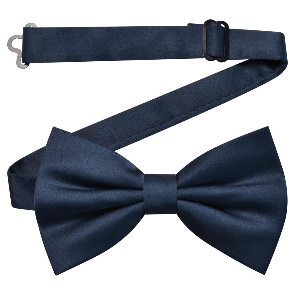 Branduce Navy Bow Tie for Men Pre-tied Adjustable Silk Blend Bowties for Wedding Party (BB05-38)