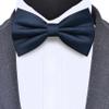 Branduce Navy Bow Tie for Men Pre-tied Adjustable Silk Blend Bowties for Wedding Party (BB05-38) view 2