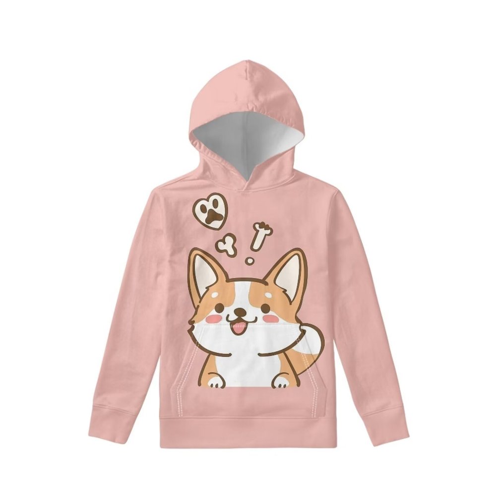 WELLFLYHOM Girls Pink Hoodie Cute Corgi Graphic Sweatshirt 11T 12T 13T Hooded Pullover Jumpers for Kids Girl Puppy Dog Fall Clothes Long Sleeve Sweaters Shirt Outfits Activewear