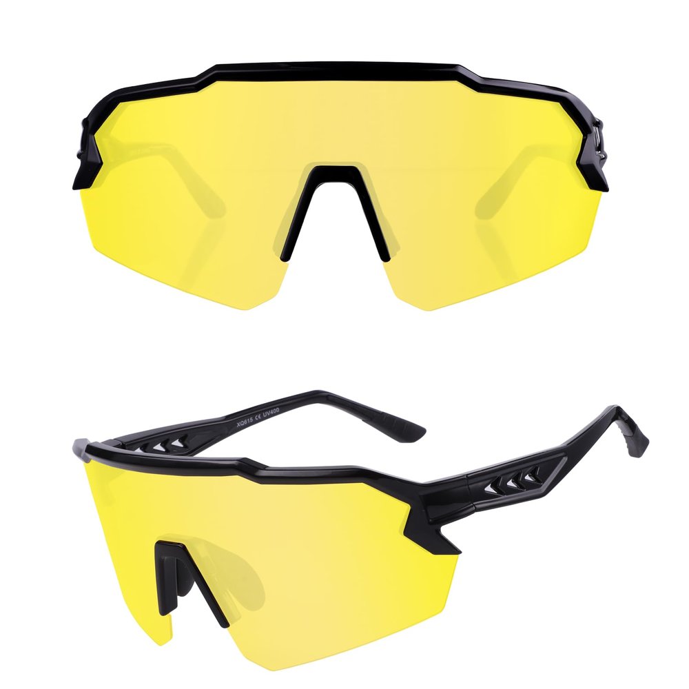 Ukoly Baseball Sunglasses For Men Women,Sports Sunglasses For Baseball Running Cycling UV400 protection TR90 Frame 615 (Yellow)