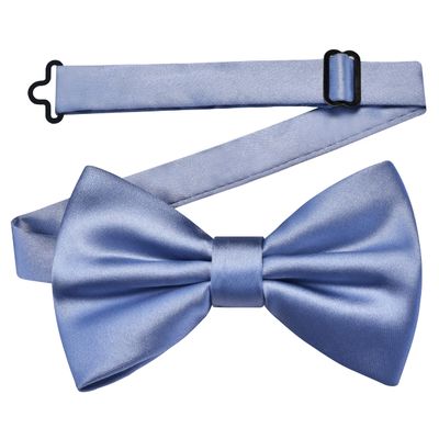 Branduce Dusty Blue Bow Tie for Men Pre-tied Adjustable Silk Blend Bowties for Wedding Party (BB05-43)