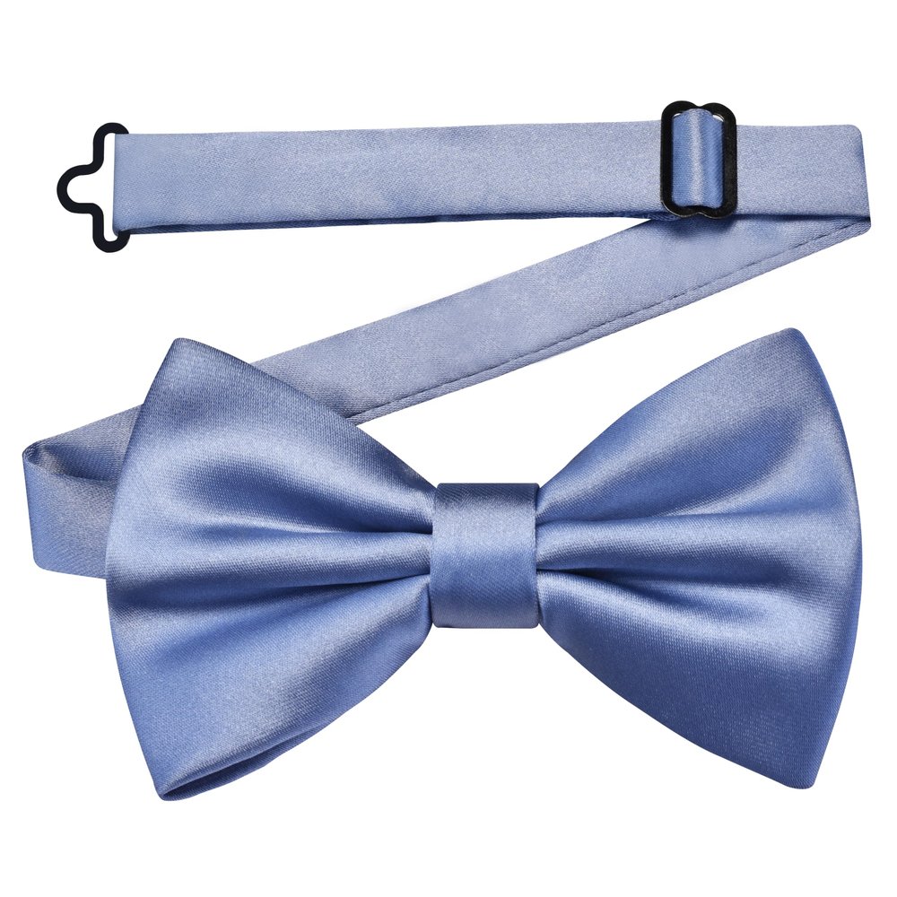 Branduce Dusty Blue Bow Tie for Men Pre-tied Adjustable Silk Blend Bowties for Wedding Party (BB05-43)