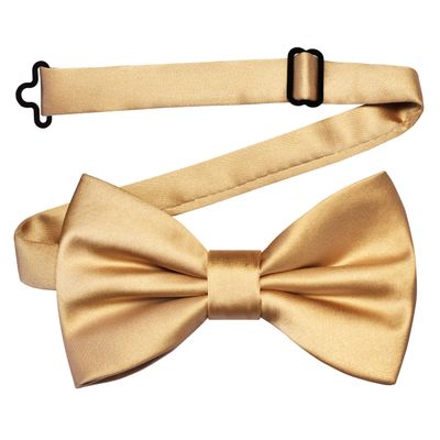 Branduce Champagne Gold Bow Tie for Men Pre-tied Adjustable Silk Blend Bowties for Wedding Party (BB05-10)