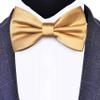 Branduce Champagne Gold Bow Tie for Men Pre-tied Adjustable Silk Blend Bowties for Wedding Party (BB05-10) view 2