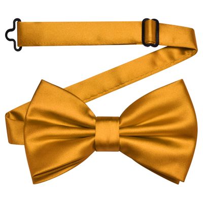 Branduce Gold Bow Tie for Men Pre-tied Adjustable Silk Blend Bowties for Wedding Party (BB05-14)