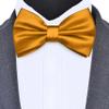 Branduce Gold Bow Tie for Men Pre-tied Adjustable Silk Blend Bowties for Wedding Party (BB05-14) view 2