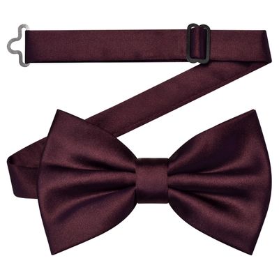 Branduce Maroon Burgundy Bow Tie for Men Pre-tied Adjustable Silk Blend Bowties for Wedding Party (BB05-32)