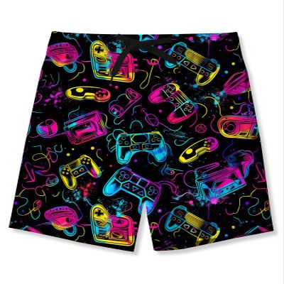 ALISISTER Boys Swim Trunks with Compression Liner Neon Gamer Game Bathing Suit Kids Swim Shorts Boxer Briefs Swimsuit Swimming Size 7