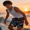 ALISISTER Boys Swim Trunks with Compression Liner Neon Gamer Game Bathing Suit Kids Swim Shorts Boxer Briefs Swimsuit Swimming Size 7 view 3