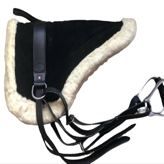 EQUIGEAR Western Horse Leather Bareback PAD with Stirrups TREELESS Saddle Girth Cinch Included TACK Fleece Non Slip Contoured A-01