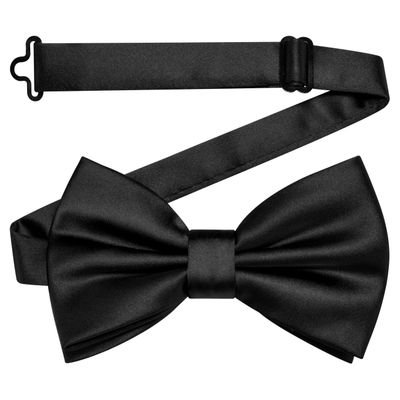 Branduce Black Bow Tie for Men Pre-tied Adjustable Silk Blend Bowties for Wedding Party (BB05-24)