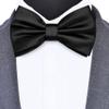 Branduce Black Bow Tie for Men Pre-tied Adjustable Silk Blend Bowties for Wedding Party (BB05-24) view 2