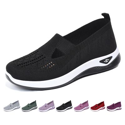 Women's Woven Orthopedic Breathable Soft Shoes Go Walking Slip on Diabetic Foam Shoes Hands Free Slip in Sneakers Arch Support, Black, 8.5-9 Wide