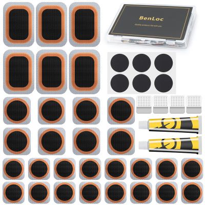 Dexnoca Bike Inner Tire Patch Repair Kit - Bycicle Tube Puncture Patches Kits, 30PCS Vulcanizing Patches, Glueless Patchs for Motorcycle BMX Cycling MTB Road Mountain Bicycle A5